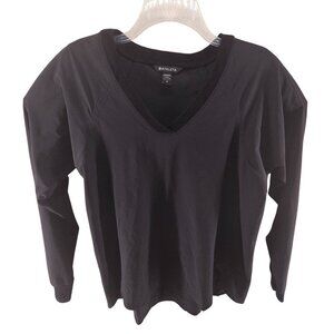 Athleta Women's Knit Top V Neckline Long Sleeve Pullover Athletic Black Size M
